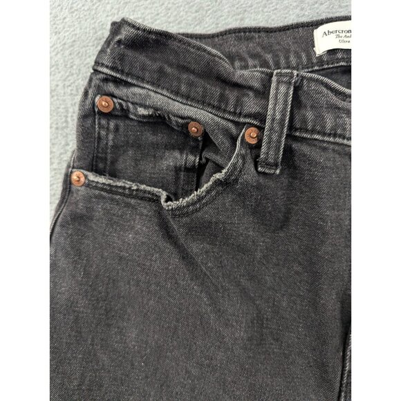 Abercrombie Fitch Jeans Womens Size 28 Black Ankle Straight High Rise Distressed - Picture 2 of 15